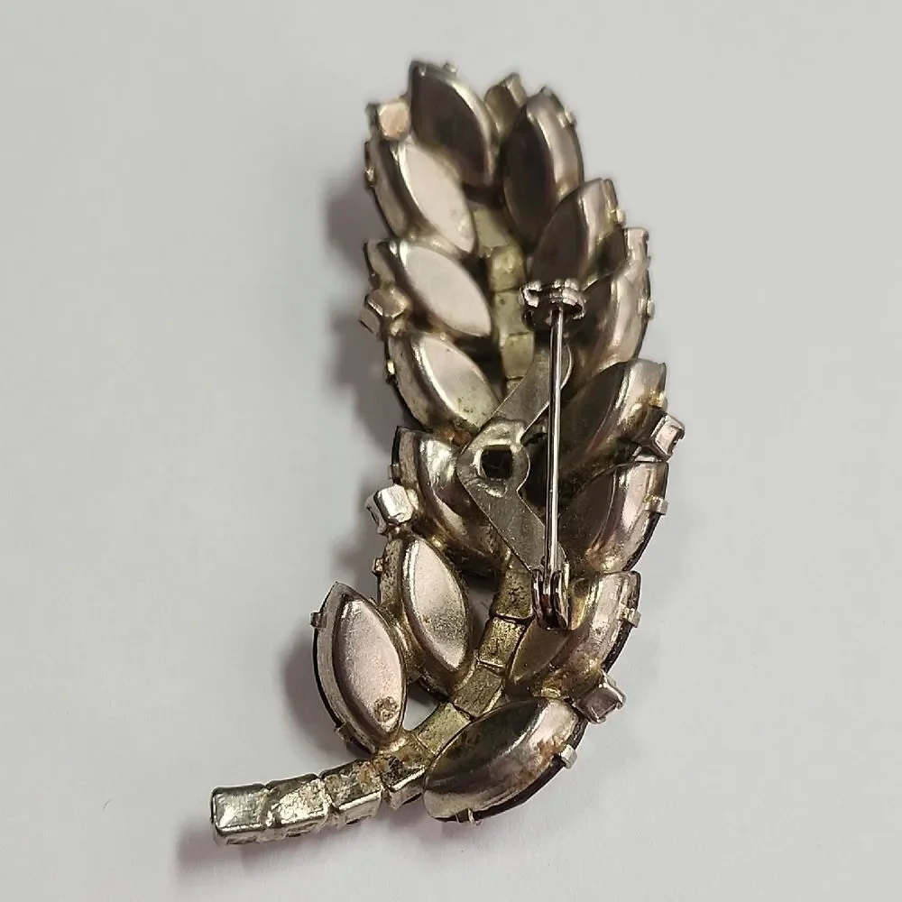Mid Century Root Beer AB Crystal Rhinestone Brooch